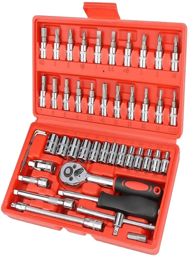 Zaptec 46 Piece 1/4" Socket Set Goti Pana with Ratchet Wrench For Car, Bike, Cycle Repairing, DIY Projects, Home & Automobile Vehicle Service - Image 1